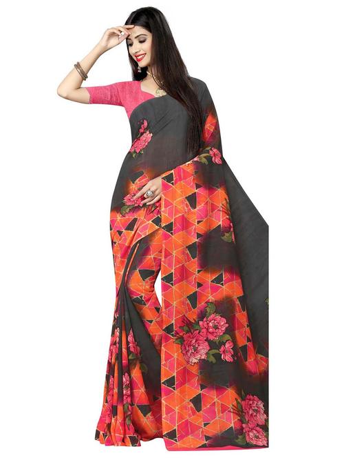 floral printed saree - 18076113 - Very Small Image - 1