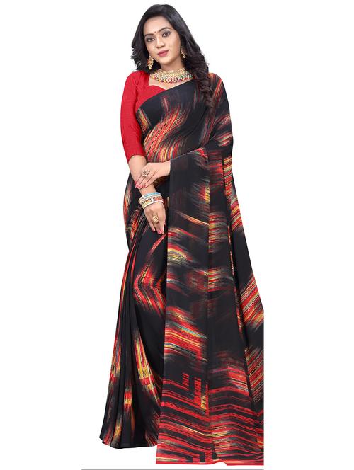 abstract printed saree with blouse - 18076139 - Very Small Image - 1