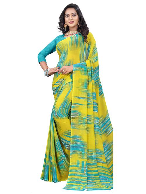 abstract printed saree with blouse - 18076140 - Very Small Image - 1