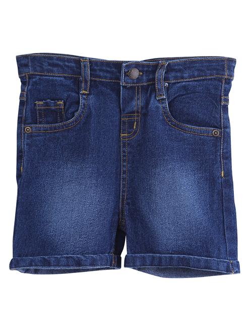 blue denim solid shorts - 18076358 - Very Small Image - 1