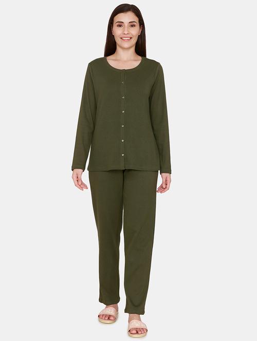 round neck solid nightwear pajama set - 18076469 - Very Small Image - 1