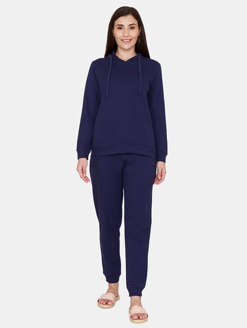 hooded neck solid nightwear pajama set - 18076470 - Very Small Image - 1