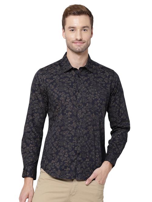 navy blue printed casual shirt - 18076527 - Very Small Image - 1