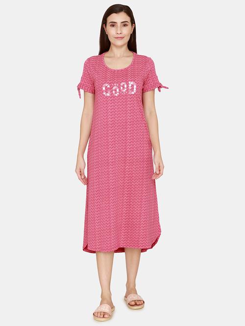 round neck printed nighty - 18076599 - Very Small Image - 1