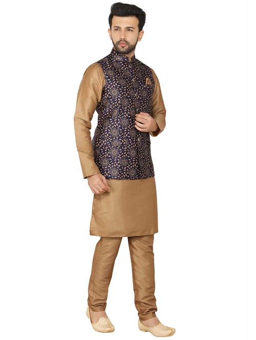 printed kurta pyjama ethnic wear set with jacket - 18076619 - Very Small Image - 1