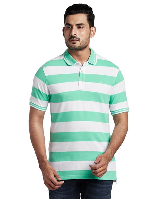 sea green striped polo t-shirt - 18076675 - Very Small Image - 1