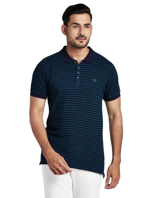 dark blue striped polo t-shirt - 18076682 - Very Small Image - 1