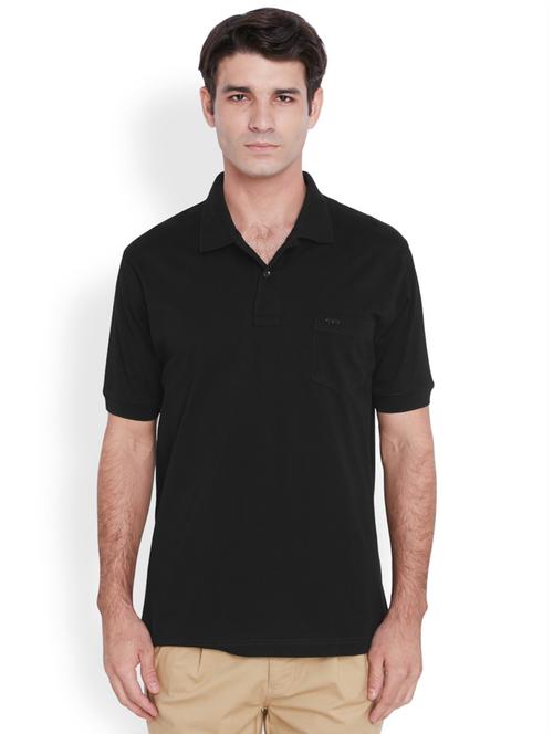 black solid polo t-shirt - 18076684 - Very Small Image - 1