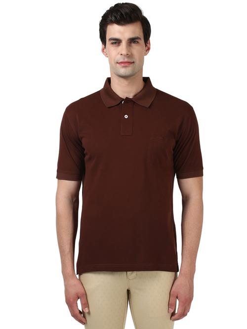 brown solid polo t-shirt - 18076691 - Very Small Image - 1