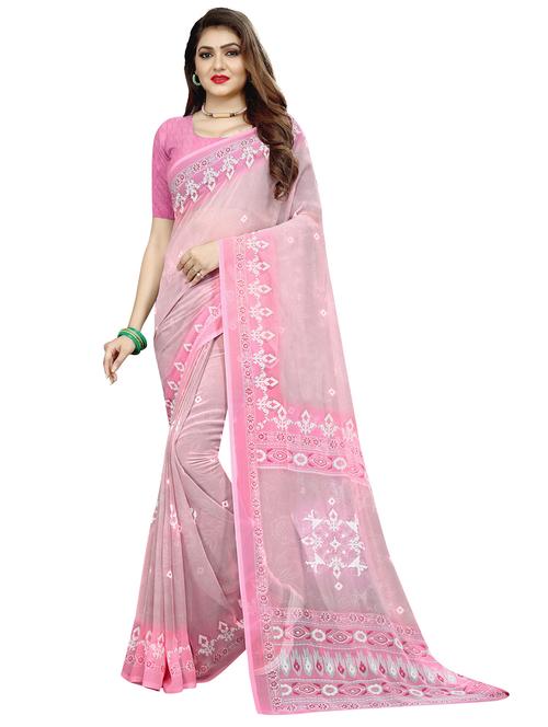 floral printed saree with blouse - 18076757 - Very Small Image - 1