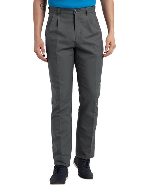grey solid casual trouser - 18077292 - Very Small Image - 1