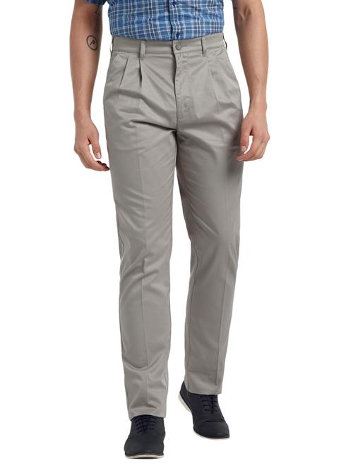 taupe solid casual trouser - 18077302 - Very Small Image - 1