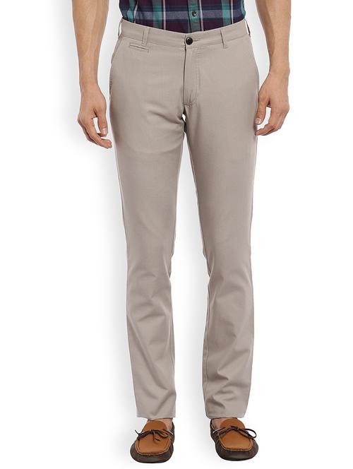taupe solid casual trouser - 18077326 - Very Small Image - 1