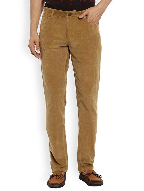 beige solid casual trouser - 18077332 - Very Small Image - 1