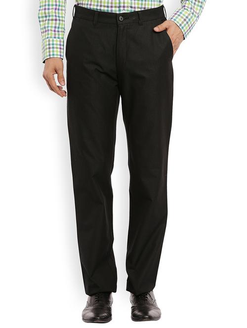black solid casual trouser - 18077353 - Very Small Image - 1