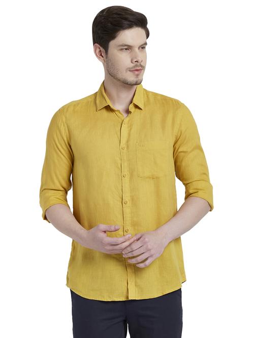 mustard yellow solid casual shirt - 18077555 - Very Small Image - 1