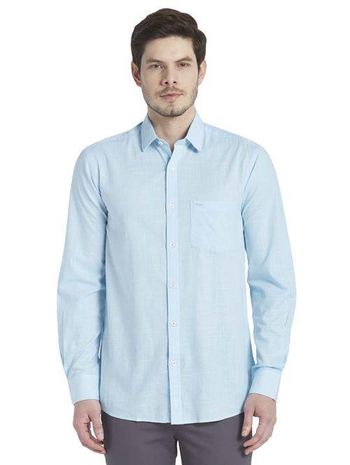 light blue solid casual shirt - 18077596 - Very Small Image - 1