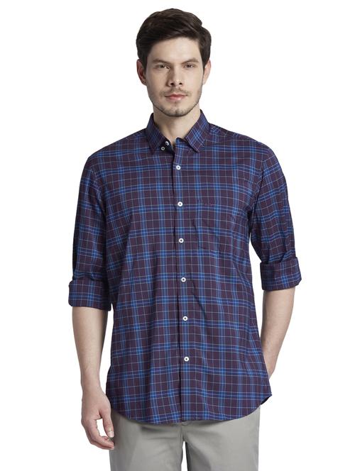 dark blue checkered casual shirt - 18077597 - Very Small Image - 1