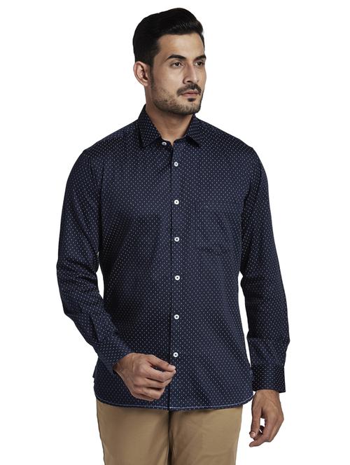 navy blue printed casual shirt - 18077641 - Very Small Image - 1
