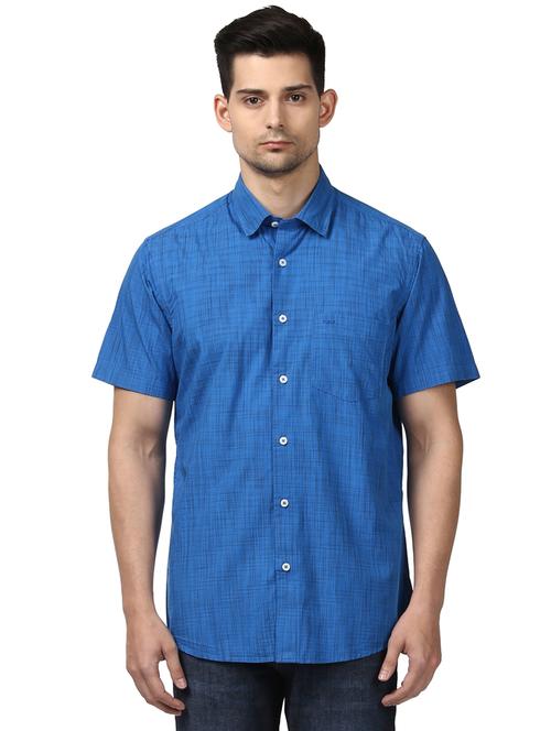 ai aqua blue checkered casual shirt - 18077654 - Very Small Image - 1