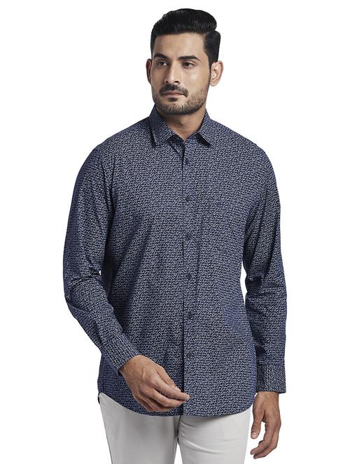navy blue printed casual shirt - 18077692 - Very Small Image - 1