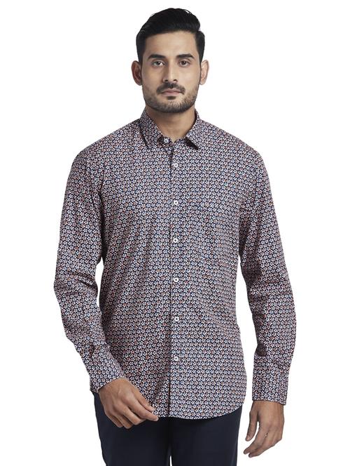navy blue printed casual shirt - 18077697 - Very Small Image - 1