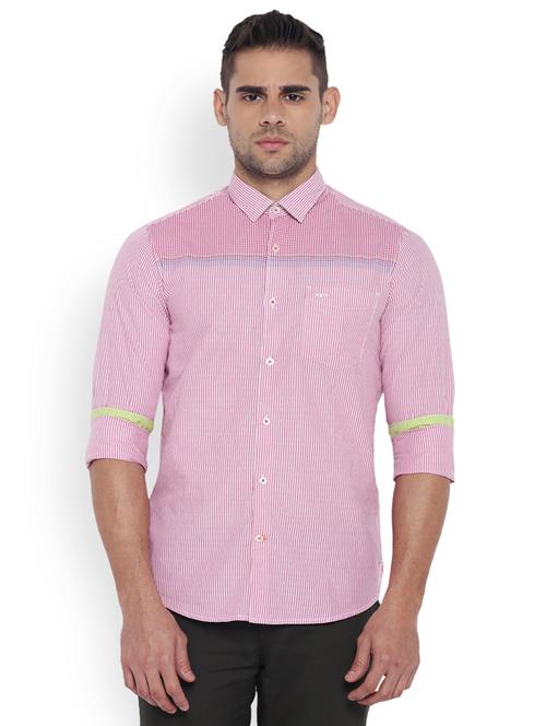 pink striped casual shirt - 18077705 - Very Small Image - 1