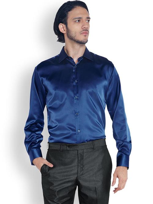 blue solid casual shirt - 18077805 - Very Small Image - 1