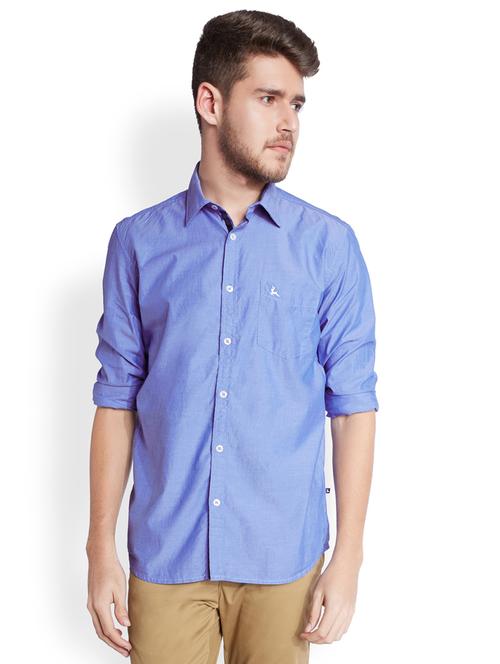 blue solid casual shirt - 18077810 - Very Small Image - 1