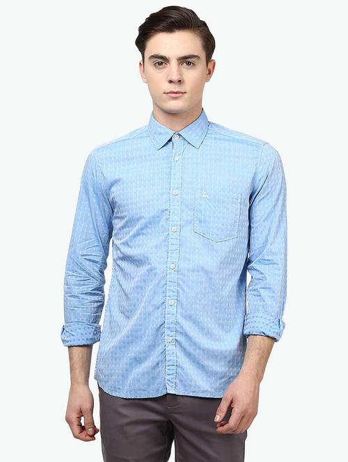 blue self-design casual shirt - 18077833 - Very Small Image - 1