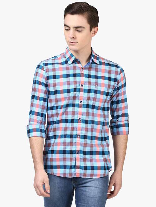 blue checkered casual shirt - 18077836 - Very Small Image - 1
