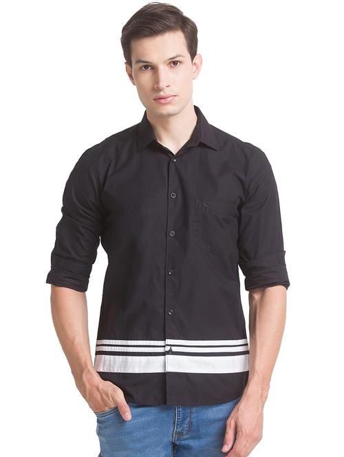black solid casual shirt - 18078146 - Very Small Image - 1