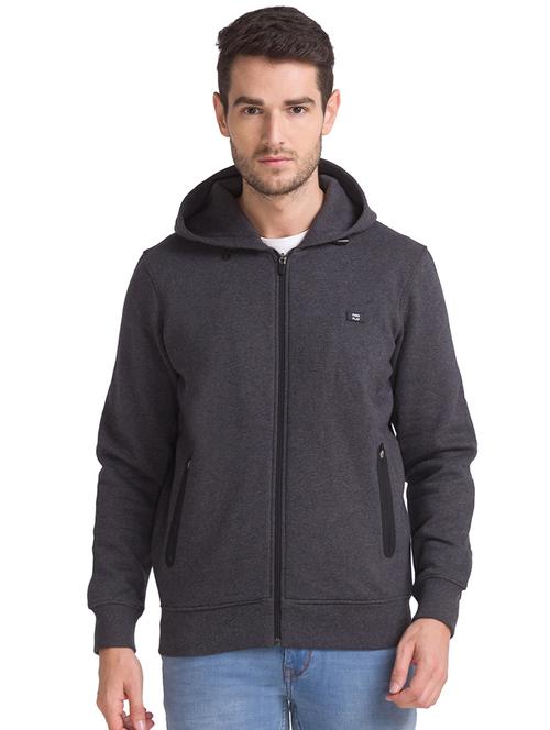 charcoal-grey solid hooded sweatshirt - 18078168 - Very Small Image - 1
