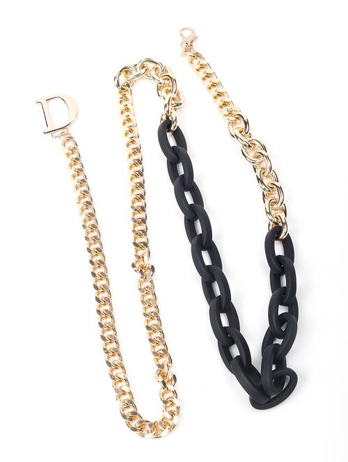 interlinked matte black and gold chain belt - 18078367 - Very Small Image - 1