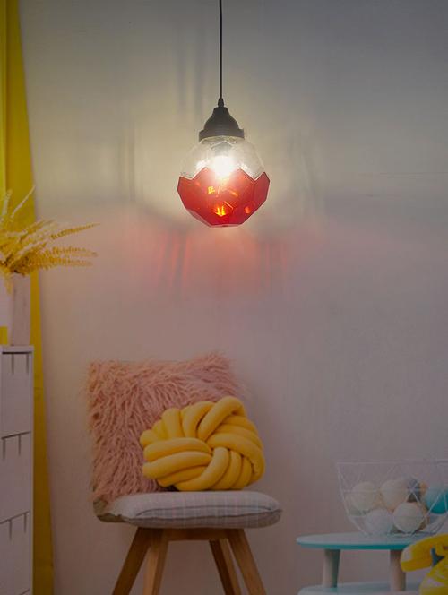 football shaped acrylic hanging light in red and clear colour - 18078408 - Very Small Image - 1