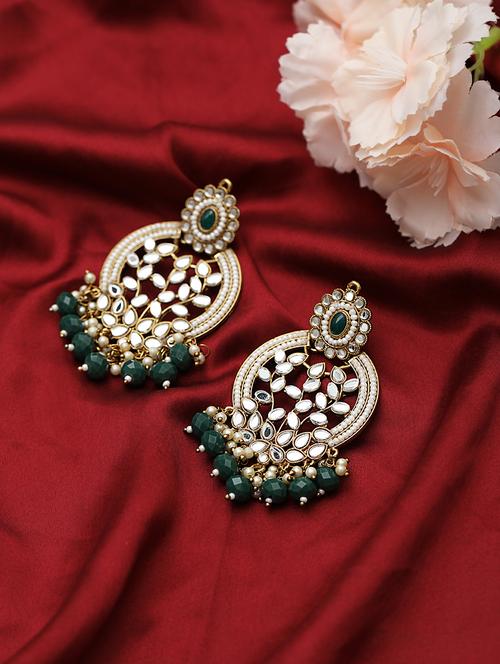 green brass drop earring - 18079690 - Very Small Image - 1