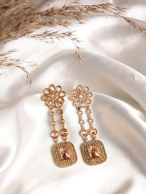 gold brass drop earring - 18079694 - Very Small Image - 1