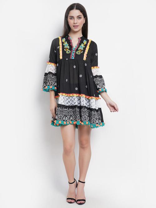 black cotton aline dress - 18079704 - Very Small Image - 1