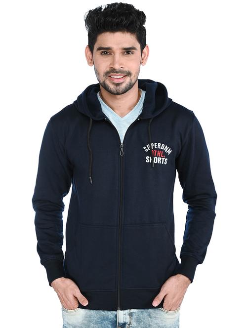 navy blue embroidered casual jacket - 18079984 - Very Small Image - 1