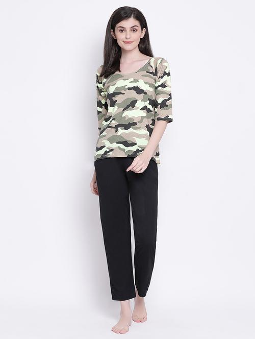 round neck camouflage nightwear pajama set - 18080325 - Very Small Image - 1