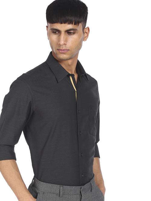 grey cotton formal shirt - 18080393 - Very Small Image - 1