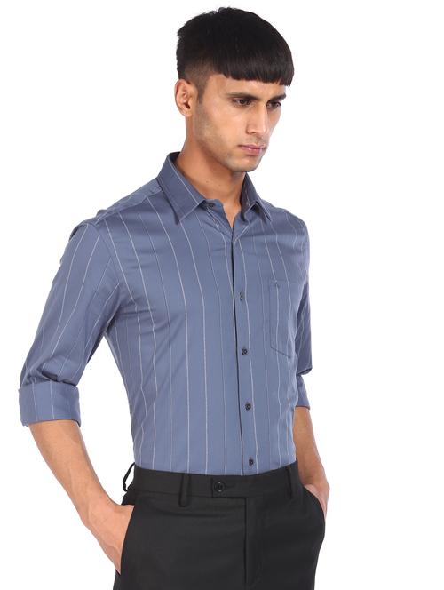 grey cotton formal shirt - 18080405 - Very Small Image - 1