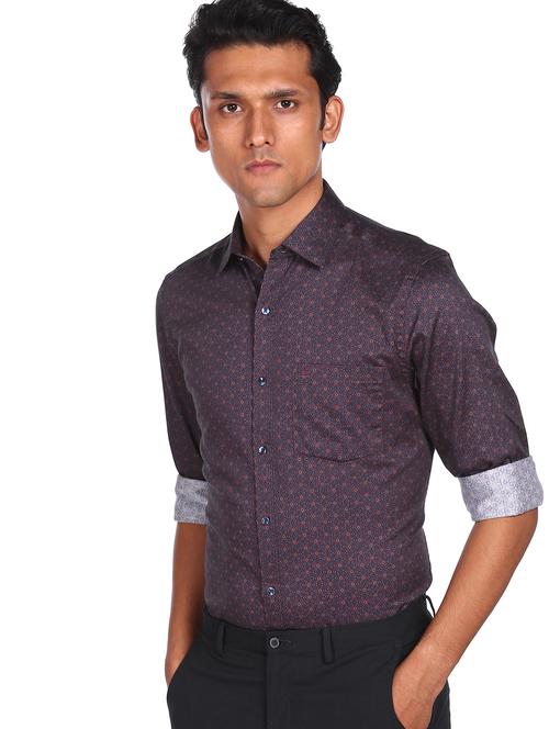 mens micro print formal shirt - 18080410 - Very Small Image - 1