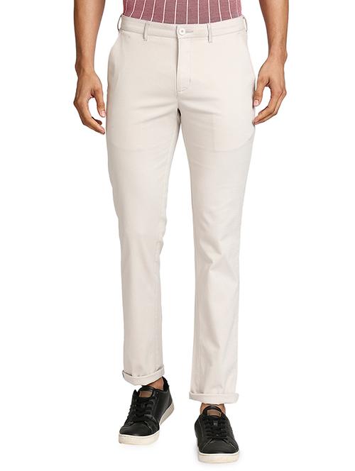 off white solid casual trouser - 18080488 - Very Small Image - 1
