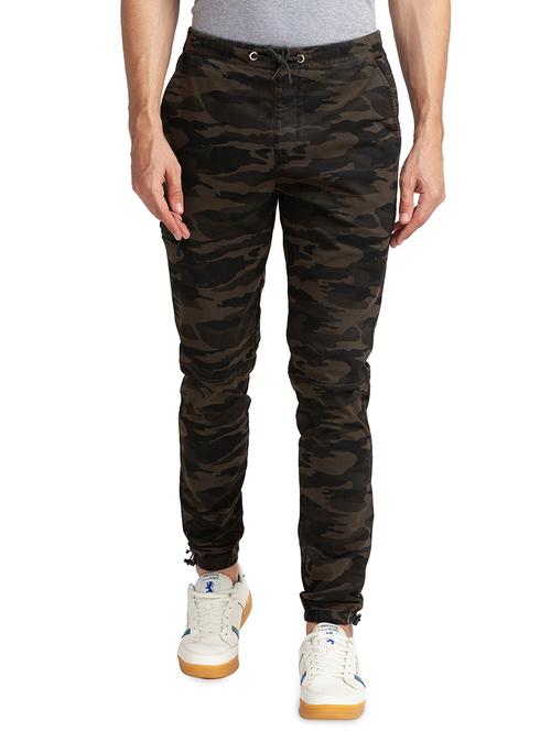 green cotton blend flat front casual trousers - 18080500 - Very Small Image - 1