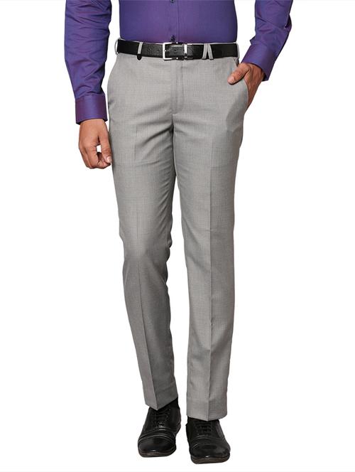 grey polyester blend pleated trousers formal - 18080503 - Very Small Image - 1