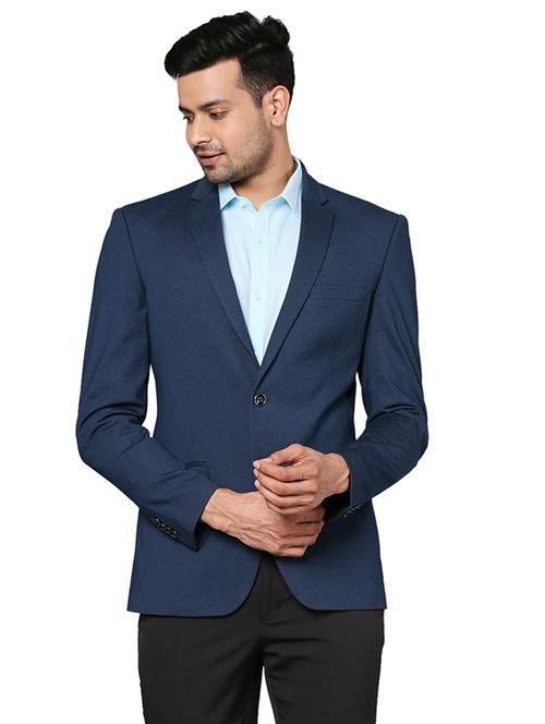 blue solid formal blazer - 18080526 - Very Small Image - 1