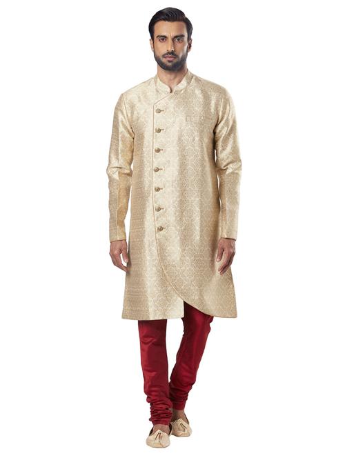 gold polyester kurta - 18080545 - Very Small Image - 1
