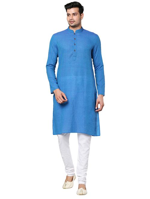 blue cotton kurta - 18080546 - Very Small Image - 1