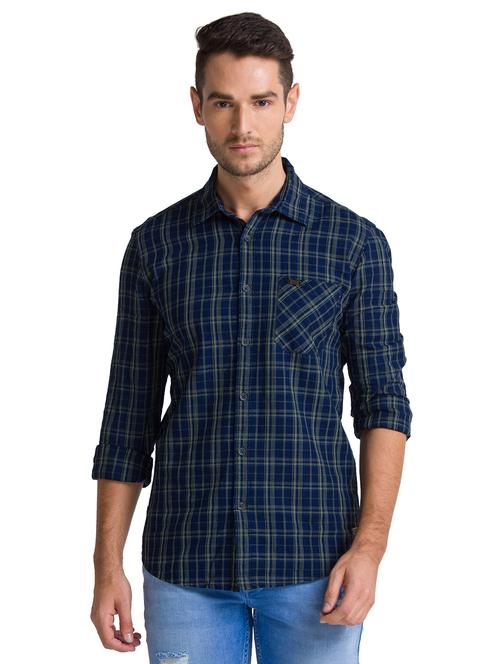 blue checked casual shirt - 18080572 - Very Small Image - 1